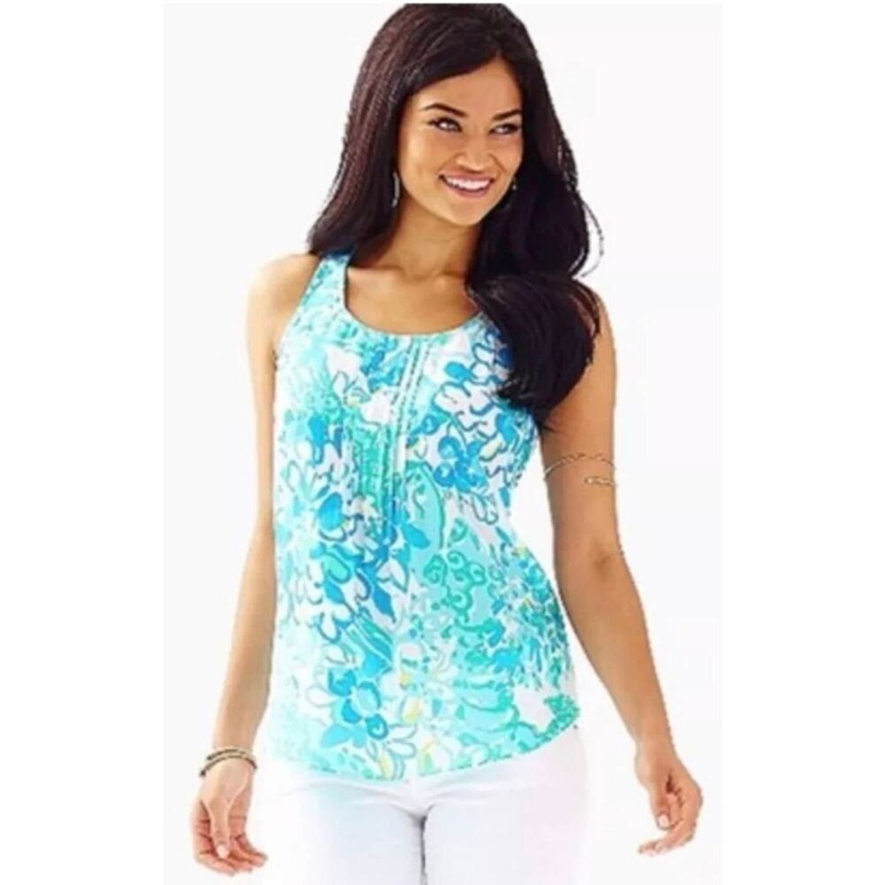 Lilly Pulitzer Blue Floral Tank Top